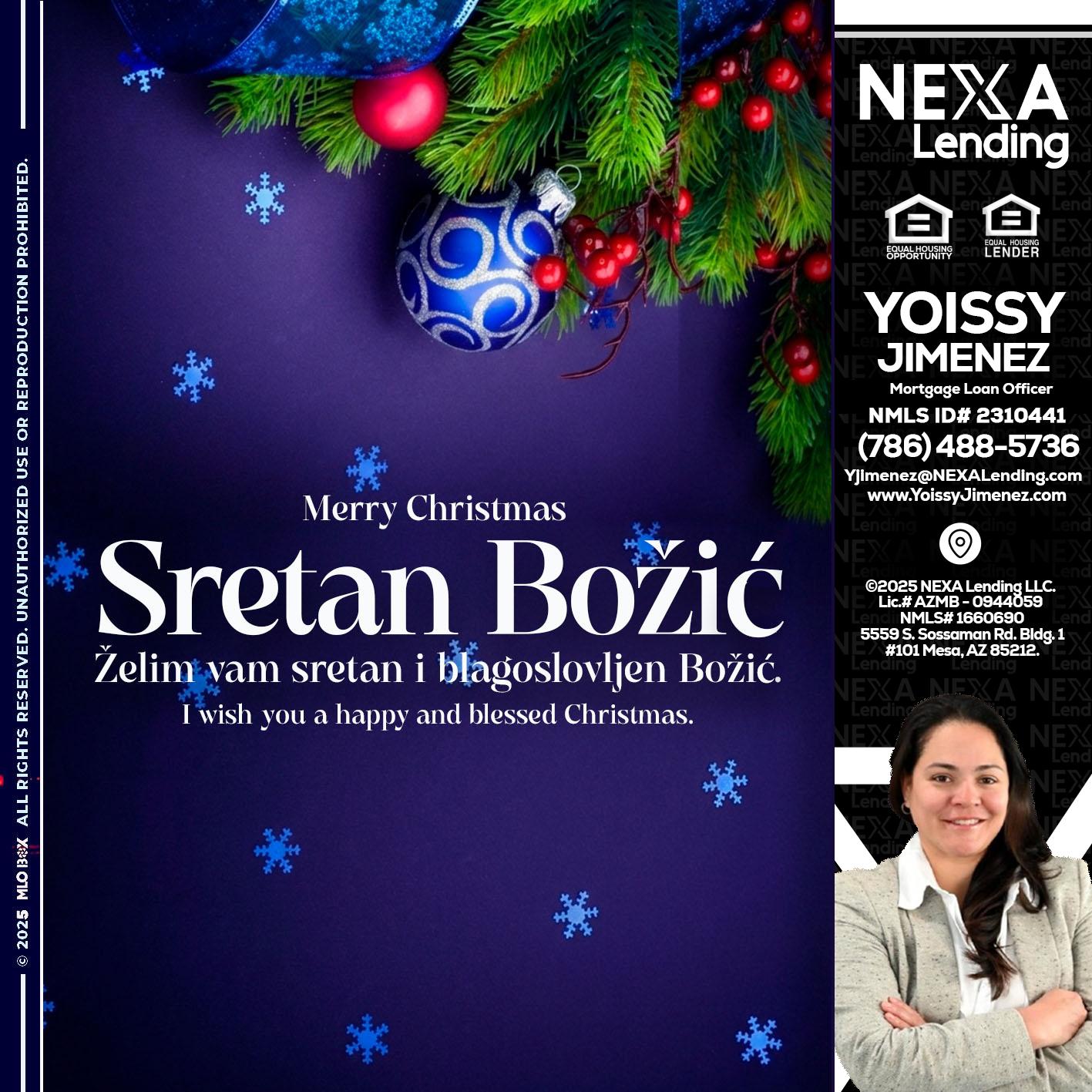 Sretan Božić - Yoissy Jimenez -Mortgage Loan Originator