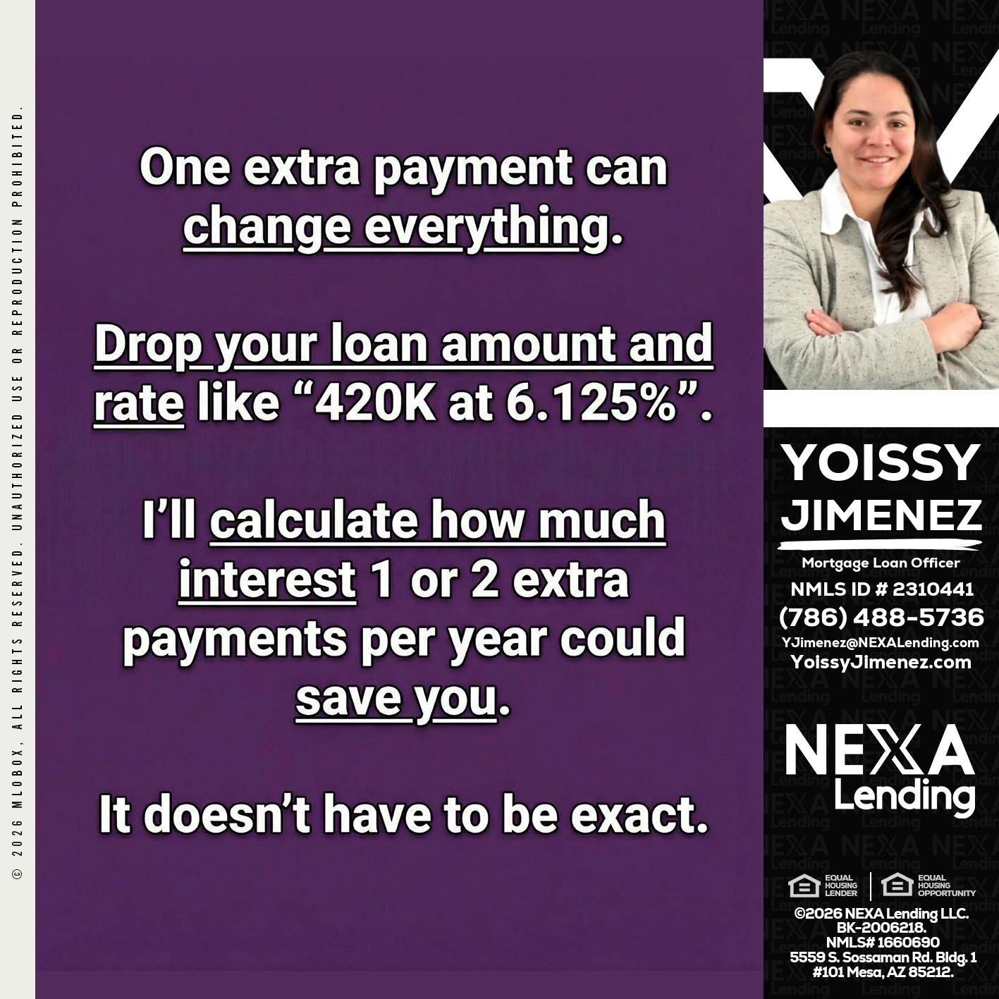 ONE EXTRA - Yoissy Jimenez -Mortgage Loan Originator