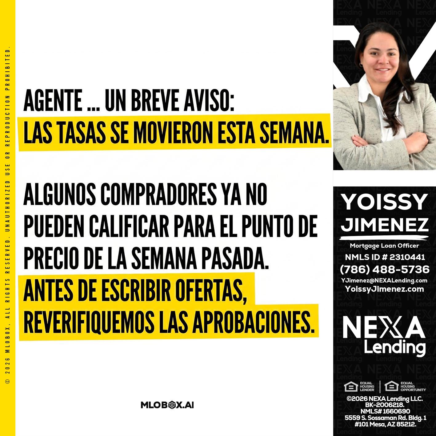 Agente - Yoissy Jimenez -Mortgage Loan Originator