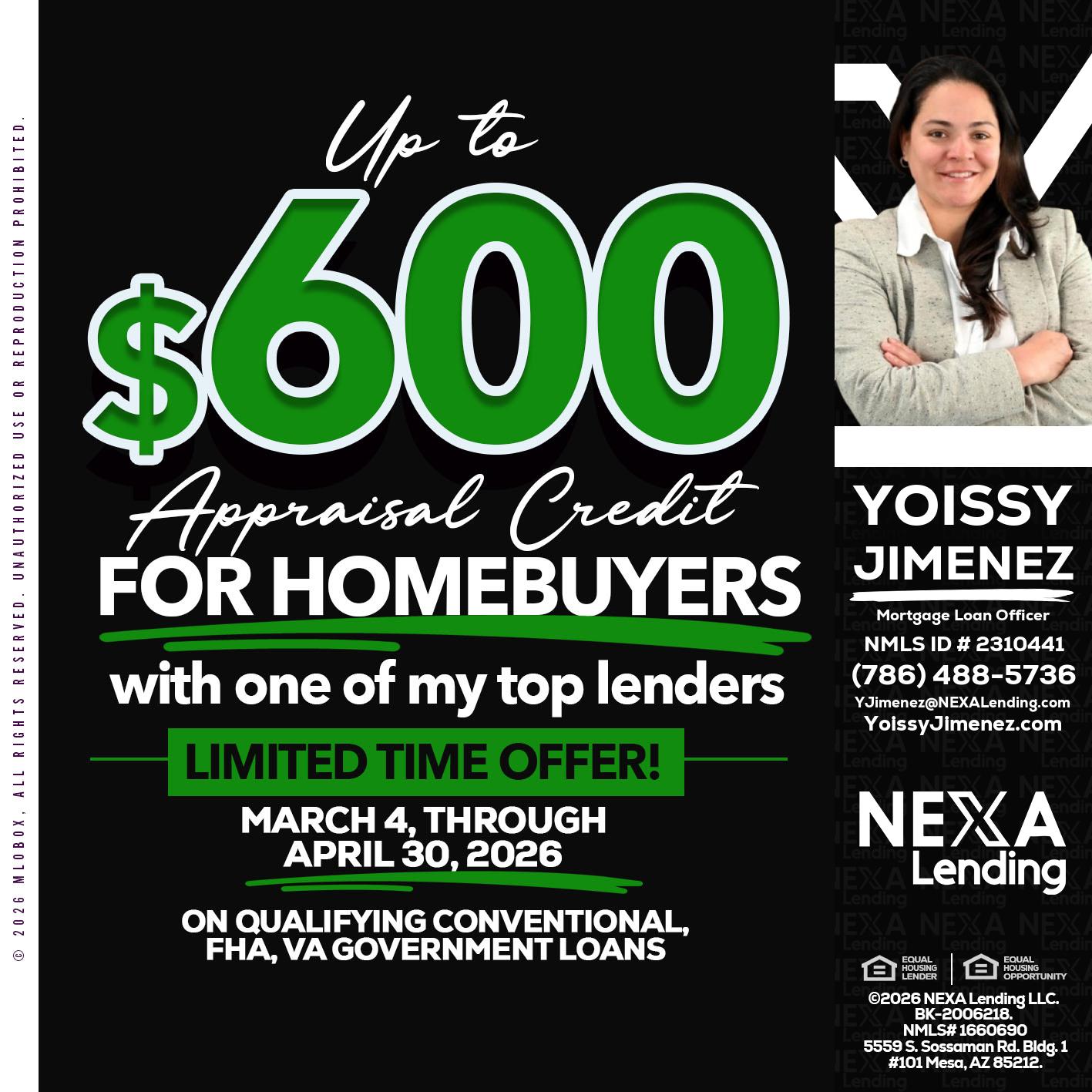 up to $600 - Yoissy Jimenez -Mortgage Loan Originator