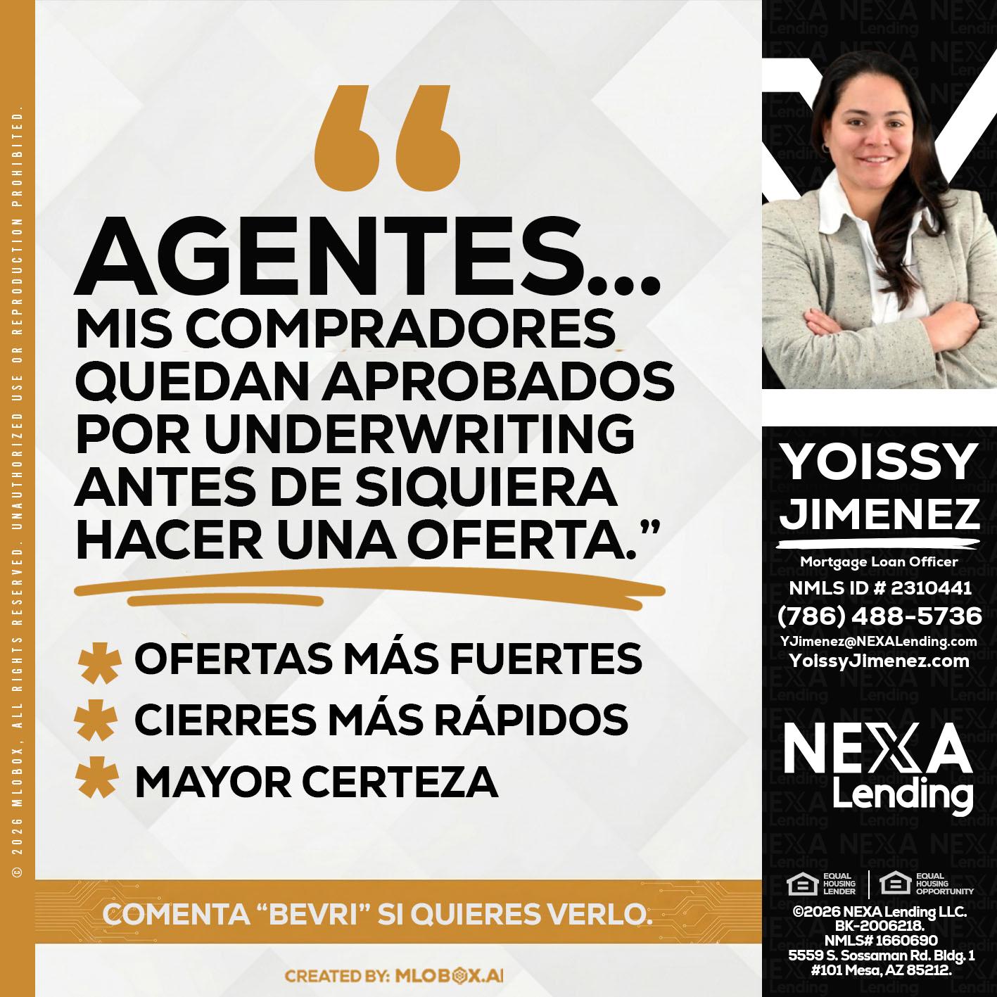 AGENTES - Yoissy Jimenez -Mortgage Loan Originator