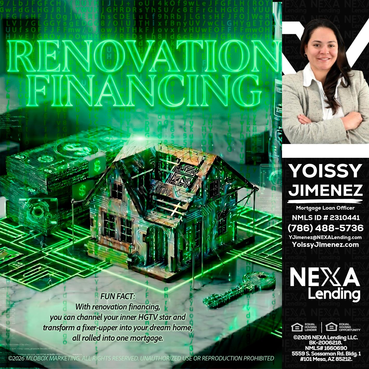 RENOVATION FINANCING - Yoissy Jimenez -Mortgage Loan Originator
