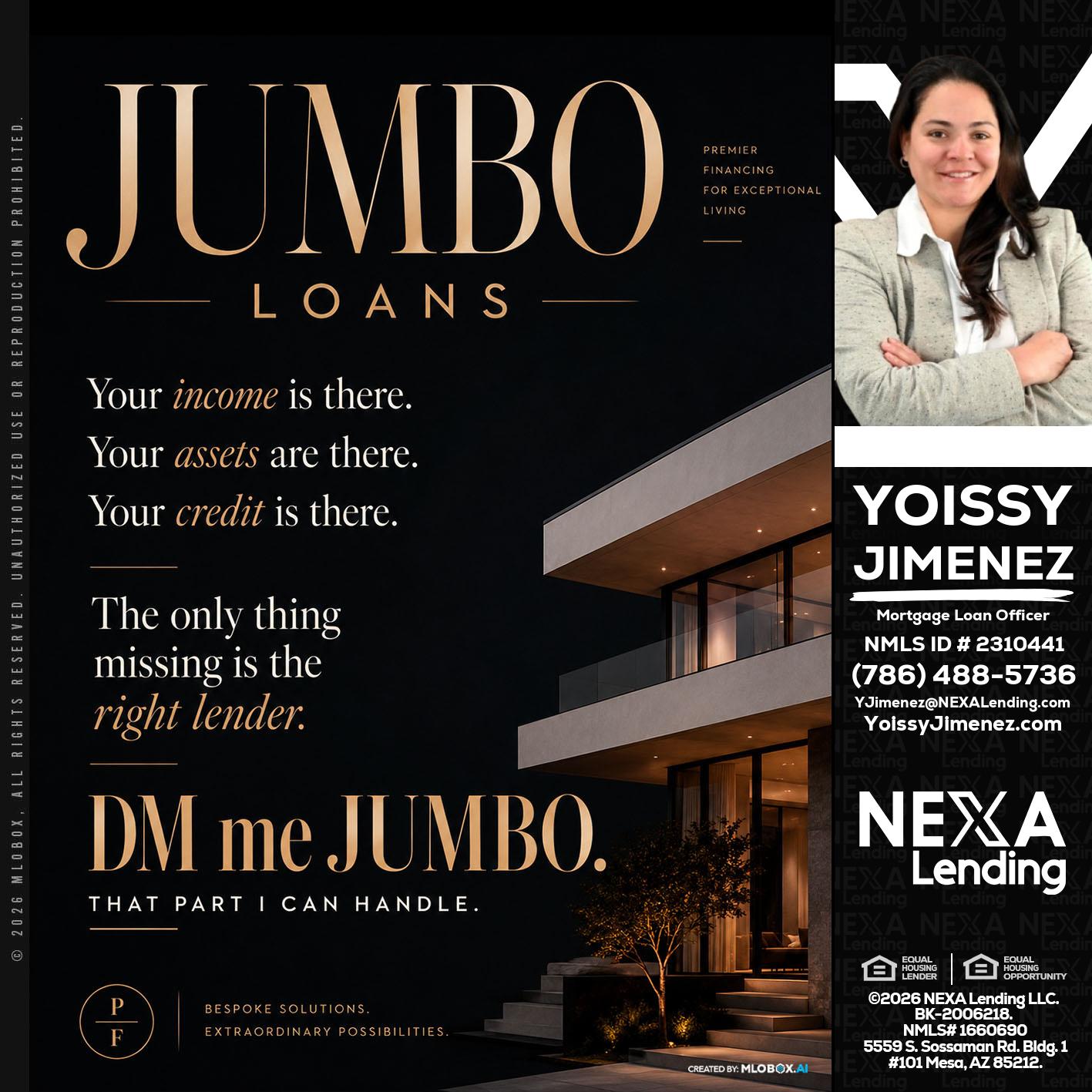 JUMBO LOANS - Yoissy Jimenez -Mortgage Loan Originator