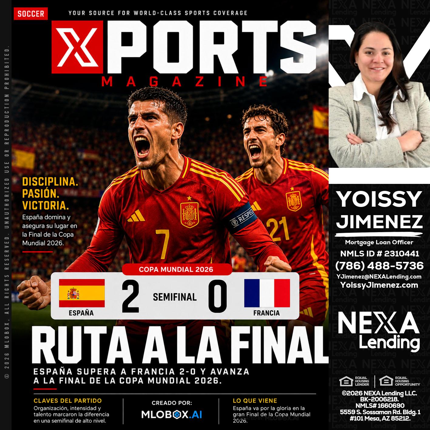 XPORTS COPA MUNDIAL 2026 - Yoissy Jimenez -Mortgage Loan Originator