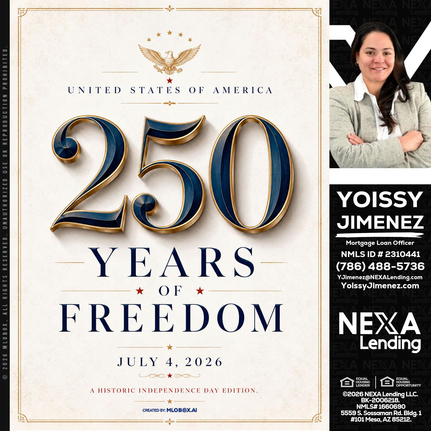 250 YEARS - Yoissy Jimenez -Mortgage Loan Originator