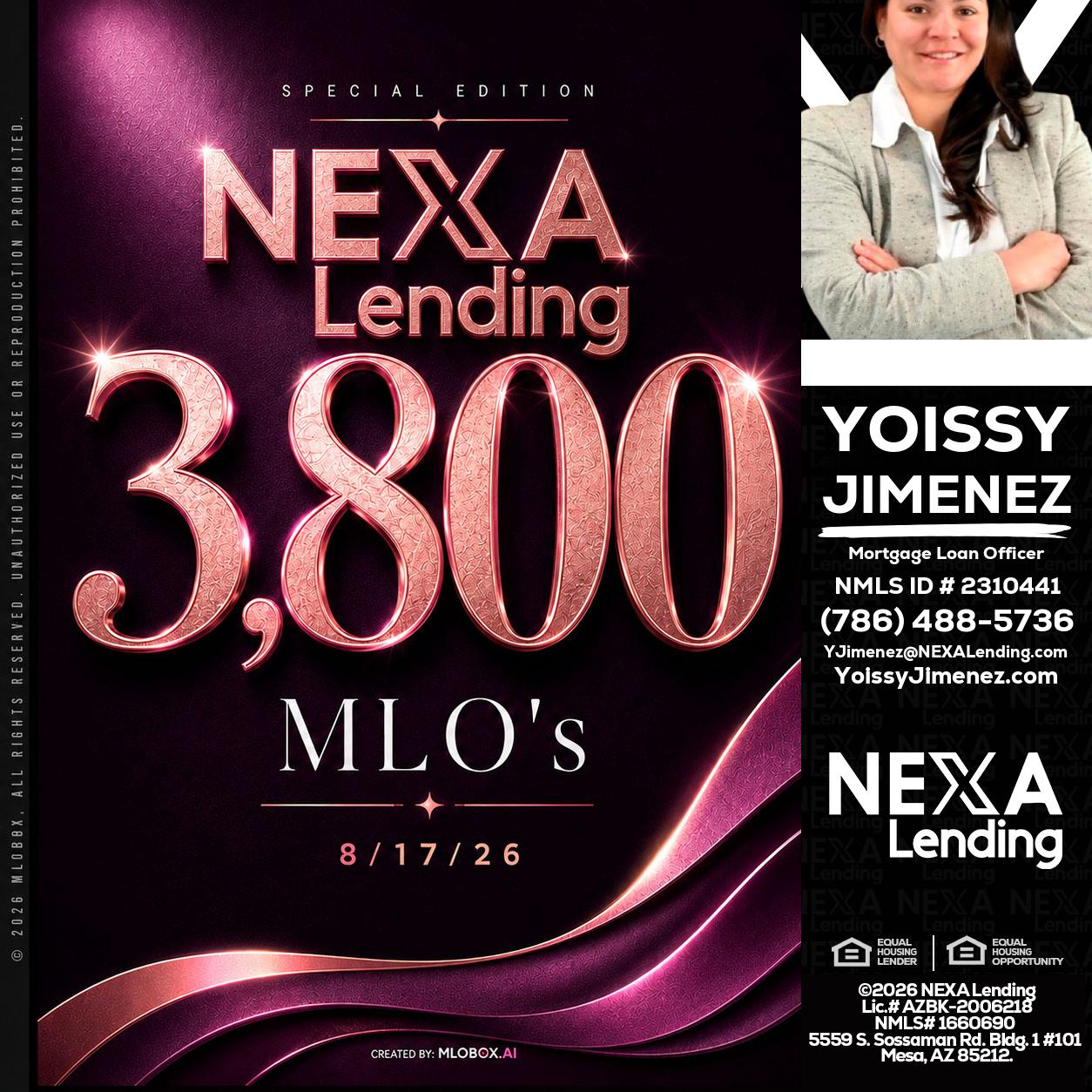3800 MLOs - Yoissy Jimenez -Mortgage Loan Originator