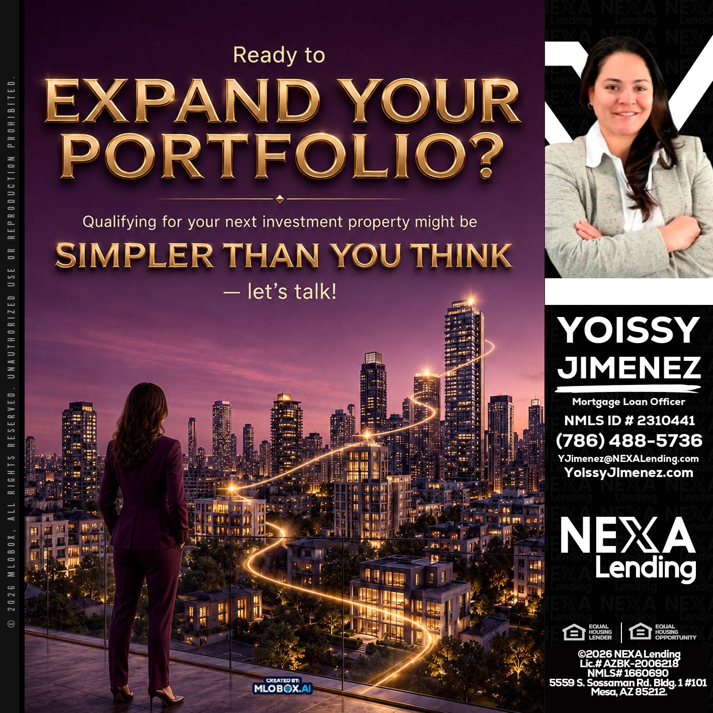 EXPAND YOUR PORTFOLIO - Yoissy Jimenez -Mortgage Loan Originator
