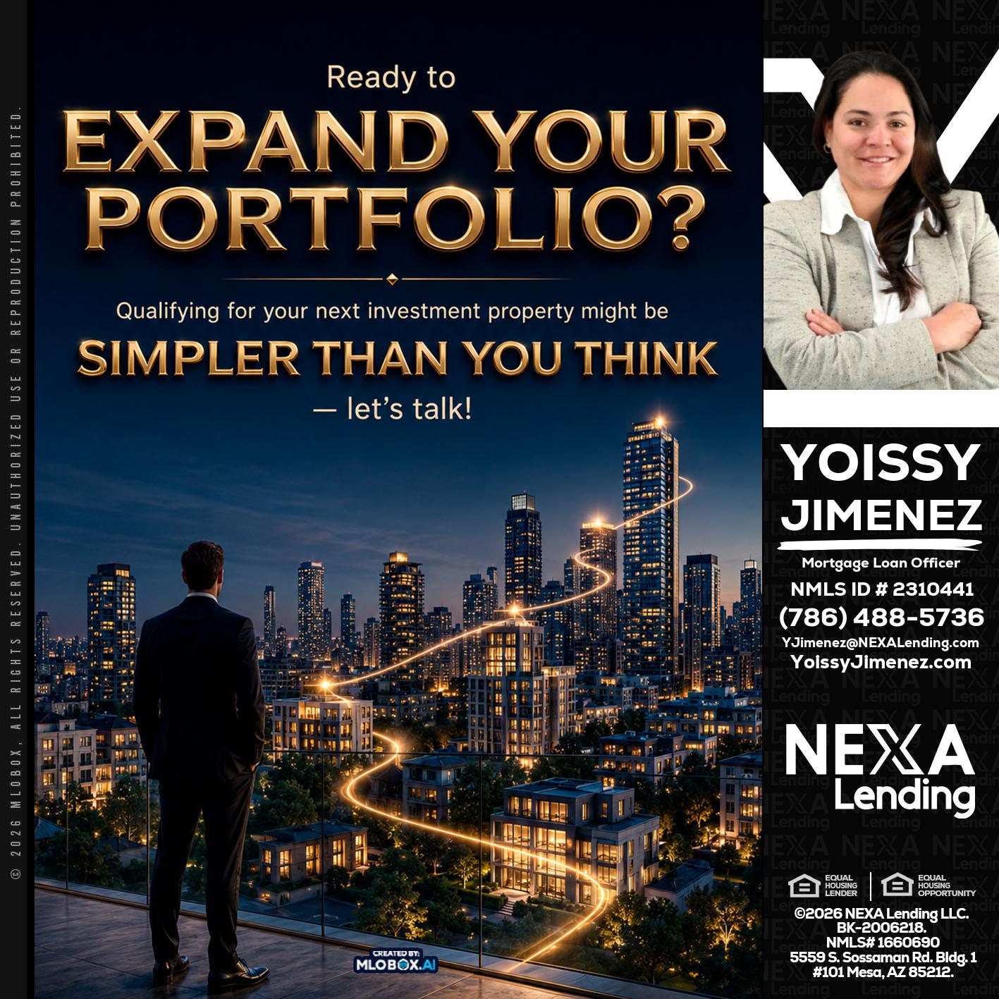 expand you portfolio - Yoissy Jimenez -Mortgage Loan Originator