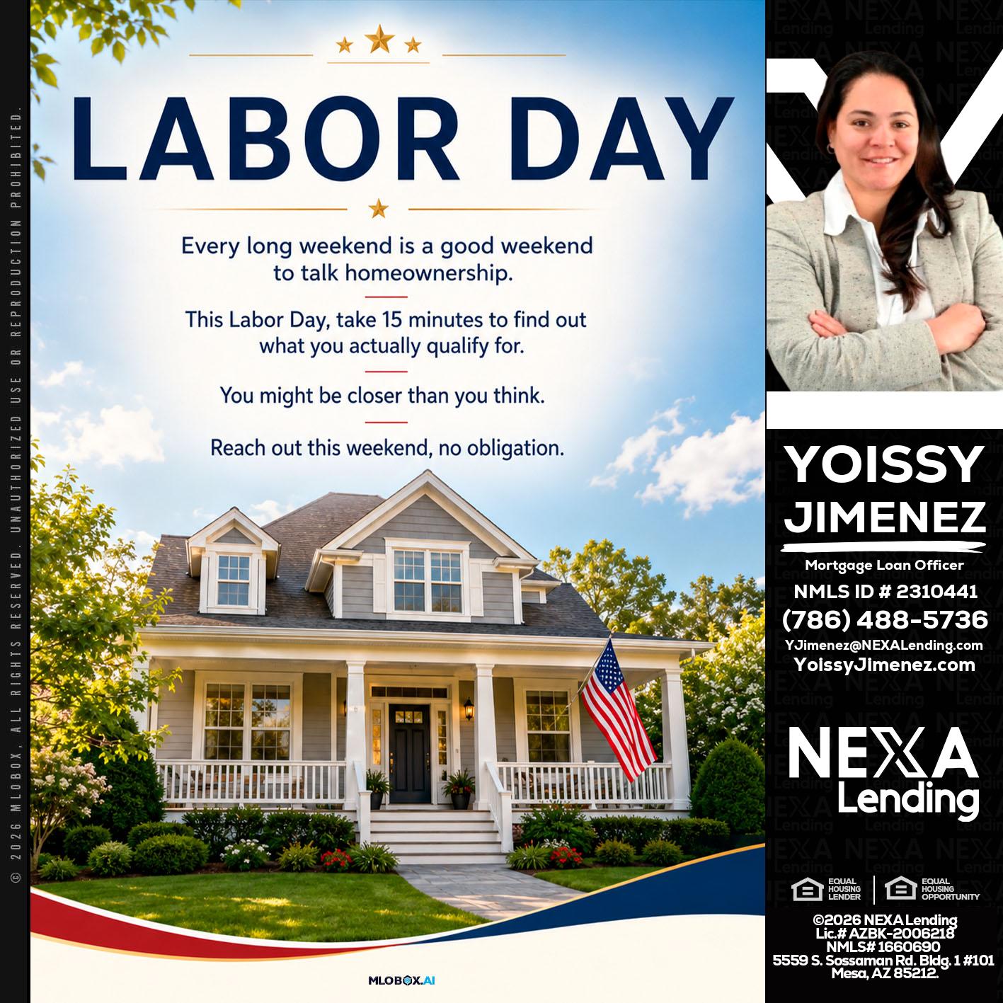 LABOR DAY - Yoissy Jimenez -Mortgage Loan Originator